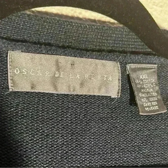 Oscar De La Renta Cardigan Sweater Mens Size XXL Blue Button Up Long Sleeve - Picture 6 of 6